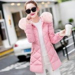 Winter Jacket Women 2016 Winter Coat Women fur collar hooded warm winter coat Down & Parkas  JN898