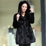 Winter Ladies' Fashion Genuine Natural Piece Mink Fur Coat Jacket With Hoody Women Fur Outerwear Coats Plus Size 4XL 5XL VK0331