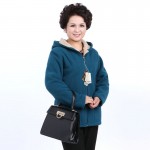 Winter Middle Aged Womens Hooded Imitation Lambs Fleece Jackets Ladies Warm Soft Velevt Coats Mother Overcoats Plus Size