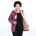 Winter Middle Aged Womens Hooded Imitation Lambs Fleece Jackets Ladies Warm Soft Velevt Coats Mother Overcoats Plus Size