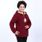 Winter Middle Aged Womens Hooded Imitation Lambs Fleece Jackets Ladies Warm Soft Velevt Coats Mother Overcoats Plus Size