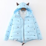 Winter New Fashion Japanese Style Fresh Rabbit Embroidery Coat Hooded Cotton Jacket Thicken Warm Student Preppy Style Women Coat