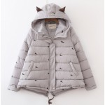 Winter New Fashion Japanese Style Fresh Rabbit Embroidery Coat Hooded Cotton Jacket Thicken Warm Student Preppy Style Women Coat