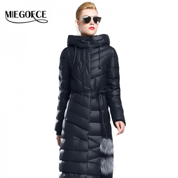 Winter Women Coat Jacket Warm High Quality Woman Parkas Winter Overcoat with Fur Belt MIEGOFCE 2016 New Winter Collection Hot