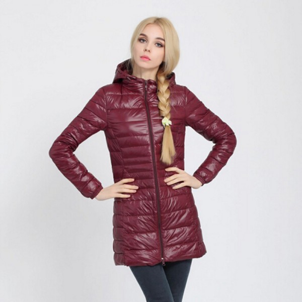 Winter Women Jacket thin 90% White Duck Down Jacket Ultra-light Down Coat Long hooded Outwear Female Warm Parkas Brand clothing