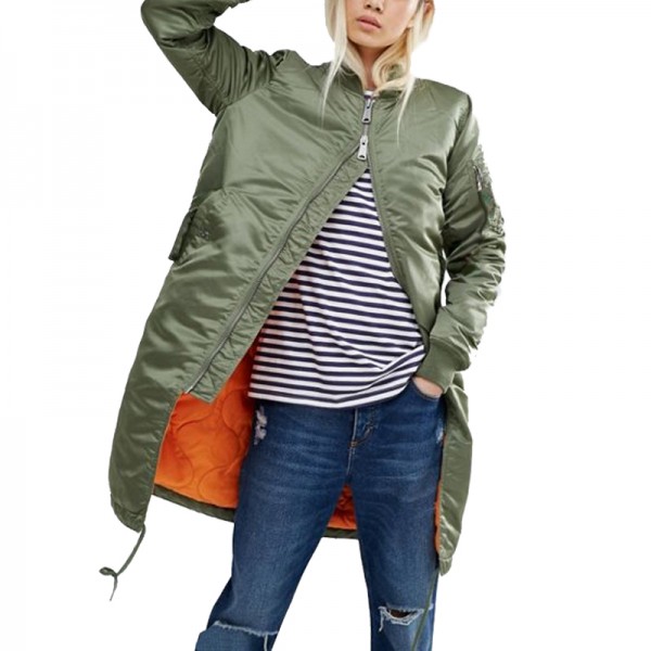 Winter long jackets and coats 2017 spring female coat casual  military olive green bomber jacket women basic jackets plus size