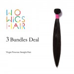 WoWigs Hair Peruvian Virgin Hair Straight 3 Bundles Deal Natural Color 1B