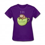 Woman Best Sloffee t-shirts Designer  Big Girls Blue T-Shirt Sloth Coffee O-Neck Tops On Sale