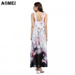 Woman Fashion Boho Maxi Print Floral Dresses Plus Size White Long Dress Sleeveless Summer Sundress Vestidos Beachwear Dress Robe