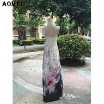 Woman Fashion Boho Maxi Print Floral Dresses Plus Size White Long Dress Sleeveless Summer Sundress Vestidos Beachwear Dress Robe