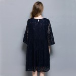 Woman Plus Size Elegant Lace Dress Gray European  Spring Summer Feminine Half Sleeve loose Vestidos 3XL XXXXL 1980WY