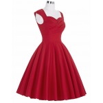 Woman Summer Dresses 2017 Sleeveless Ruched Bust Vintage Audrey Hepburn Dresses Black Red Pink Green Casual 50s 60s Dress