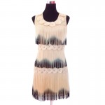 Women 1920s Beaded Fringe Scalloped Petal Gatsby Flapper Dress Costume Tiered Tassels Appliques Flower Summer Party Dress 