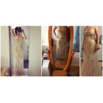 Women 1920s Long Strapless Gold Off Shoulder Art Deco Dress Gatsby Vestido Longo De Festa Lace-Up Sequin Sexy Party Gown 