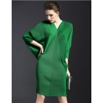 Women 2016 Summer Autumn Temperament Bat Sleeve Solid Color Dresses Big Size Sexy Package Hip Party Dress