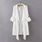 Women Asymmetric Length Sun Protection Chiffon Coat Casual Long Thin Open Stitch Jacket Summer Spring Ladies'Sweetwear Outwear