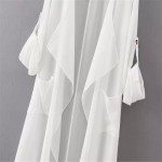 Women Asymmetric Length Sun Protection Chiffon Coat Casual Long Thin Open Stitch Jacket Summer Spring Ladies'Sweetwear Outwear