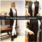 Women Autumn Spring Wool Blend Vest Waistcoat Lady Office Wear Long Waistcoat Women Coat Casual Sleeveless Vest Jacket Plus Size