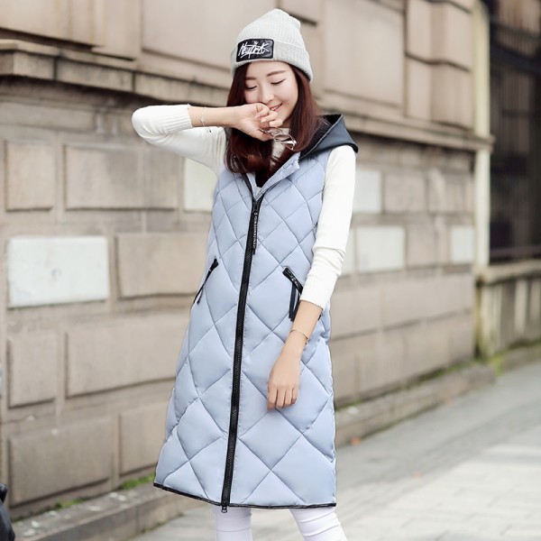 Women Autumn Vest Waistcoat Plus Size  Womens Long Vest Sleeveless Jacket With Hooded Cotton Warm Vest Female