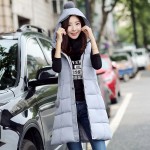 Women Autumn Vest Waistcoats Womens Long Vest Sleeveless Jacket With Hooded Cotton Warm Vest Female