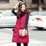 Women Autumn Vest Waistcoats Womens Long Vest Sleeveless Jacket With Hooded Cotton Warm Vest Female