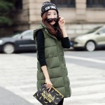 Women Autumn Vest Waistcoats Womens Long Vest Sleeveless Jacket With Hooded Cotton Warm Vest Female