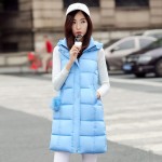 Women Autumn Vest Waistcoats Womens Long Vest Sleeveless Jacket With Hooded Cotton Warm Vest Female