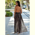 Women Backless Beach Summer Dresses Long Chiffon Retro Floral Printed Dress Ladies Maxi Sundress Beach Clothes D28