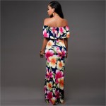 Women Boho Maxi Dress 2017 New Spring Summer Style Off Shoulder Ruffled Print Long Dresses Feminine Floor Length Gown