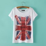 Women British Union Jack flag T shirt O neck short sleeve the United Kingdom Camisa Social Feminina shirt casual tops DT81