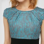 Women Check Plaid Cap Sleeve Work Dress High Waist Round Collar Slim Dresses For Women Bodycon Pencil Office Dress