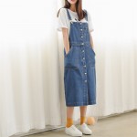 Women Denim Dress 2017 New Spring Summer Dress Korean Vintage Spaghetti Strap Single-Breasted Casual Dress Sundress Vestidos 