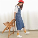 Women Denim Dress 2017 New Spring Summer Dress Korean Vintage Spaghetti Strap Single-Breasted Casual Dress Sundress Vestidos 