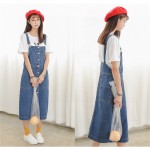 Women Denim Dress 2017 New Spring Summer Dress Korean Vintage Spaghetti Strap Single-Breasted Casual Dress Sundress Vestidos 