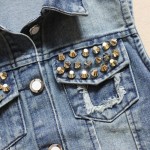 Women Denim Vest Casual Pearl Jacket 2016 Waistcoat Autumn Summer Sleeveless Jean Vest Women Vintage Single D28