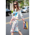 Women Dress 2017 Autumn  Daily National  Style Full Sleeve Knee Length Straight Flower Print Dress