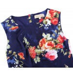 Women Dress 2017 Robe Sexy Women Retro Vintage Sleeveless Crew Neck Flower Pattern Cotton Hips-Wrapped Office Slim Bodycon Dress