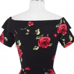 Women Dress 2017 Short Sleeve Off Shoulder Slim Bodycon Pencil Dress 50s 60s Rockabilly Floral Swing Summer Dress Tunic Vestidos