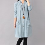 Women Dress Cotton Linen Shirts Dresses V Neck Plus Size Women Clothing Casual Loose Long Sleeve Red Blue Red Women Dresses