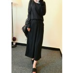 Women Dress Cotton Long Sleeve  Winter and Autumn Dress Casual Loose Solid Color Full Dress High Waist Plus Size Maxi Dress