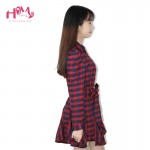 Women Dress Red Autumn Summer Retro Long Sleeve Sexy Mini Slim Dress With Waist Belt Red Plaid Lapel Shirt Dresses Size S-XXL