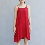 Women Dress Solid Color Casual Spaghetti Strap Summer Dress Sleeveless O Neck Cotton Dress Loose Beach Dress vestido de festa