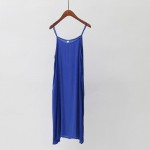 Women Dress Solid Color Casual Spaghetti Strap Summer Dress Sleeveless O Neck Cotton Dress Loose Beach Dress vestido de festa