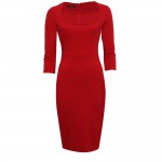 Women Dresses Hot Sale New Fashion Half Sleeve Knee-length Bodycon Pencil Party Dresses Size S M L XL XXL