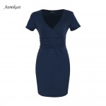 Women Dresses New Fashion V-neck Short Sleeve Mini Casual Summer Party Dresses S M L XL XXL