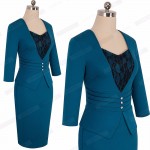 Women Elegant Formal Work Business Office Chic Buttons Peplum Fitted Sheath Bodycon Pencil Dress EB361