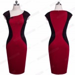 Women Elegant Ladylike Colorblock Contrast Sheath Bodycon Dress Vintage Classic Chinese Style Button Lace Dress EB362