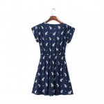 Women Elephant print summer Dress Vestido feminina elastic waist sleeveless dresses sweet office wear dress QZ2141