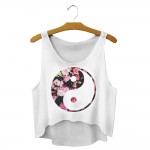 Women Fitness Sexy Emoji Printed Tank Tops Knitted Crop Top Work Out Sleeveless T-shirt Tops