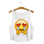 Women Fitness Sexy Emoji Printed Tank Tops Knitted Crop Top Work Out Sleeveless T-shirt Tops